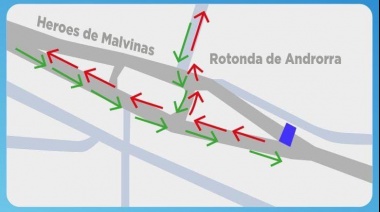 Corte y reducción de calzada en Héroes de Malvinas para la reparación de la rotonda de Andorra