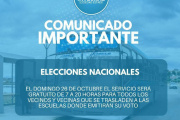 Habrá servicio gratuito de colectivos este domingo de elecciones legislativas nacionales