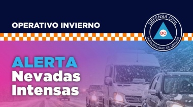 Alerta por nevadas intensas durante la madrugada y la mañana del viernes