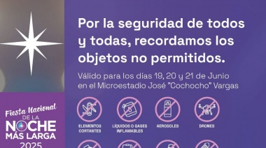 Se informa sobre los elementos no permitidos en la Fiesta Nacional de la “Noche Más Larga 2025”
