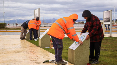 Se renovó los escudos provinciales de la Plaza Islas Malvinas