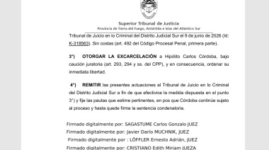 Carlos Córdoba fue excarcelado por el Superior Tribunal