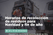 Se informó los horarios especiales de recolección de residuos para fin de año