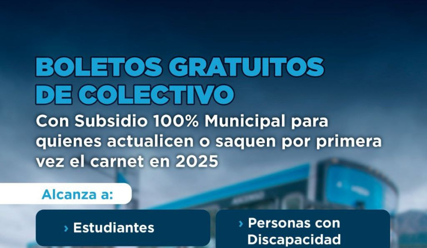 Desde marzo se podrá tramitar en Ushuaia el boleto estudiantil gratuito de colectivo